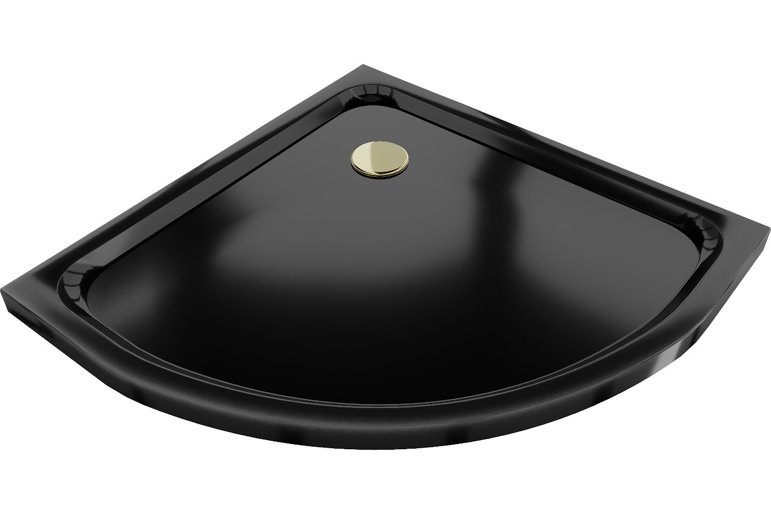 Mexen Flat polkruhová sprchová vanička slim 90 x 90 cm, čierna, syfon zlatá - 41709090G