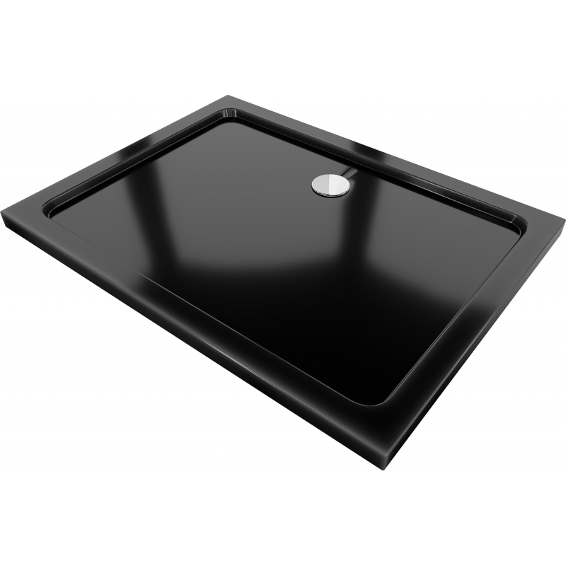 Mexen Flat obdĺžniková sprchová vanička slim 110 x 80 cm, čierna, sifon chromový- 40708011
