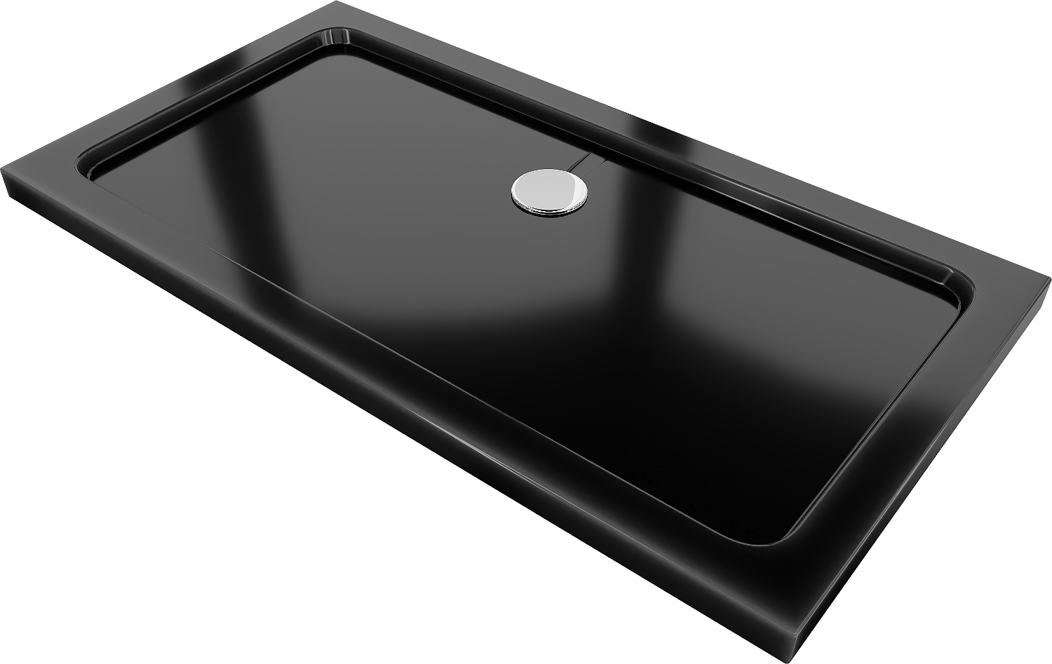 Mexen Flat obdĺžniková sprchová vanička slim 140 x 70 cm, čierna, sifon chromový- 40707014