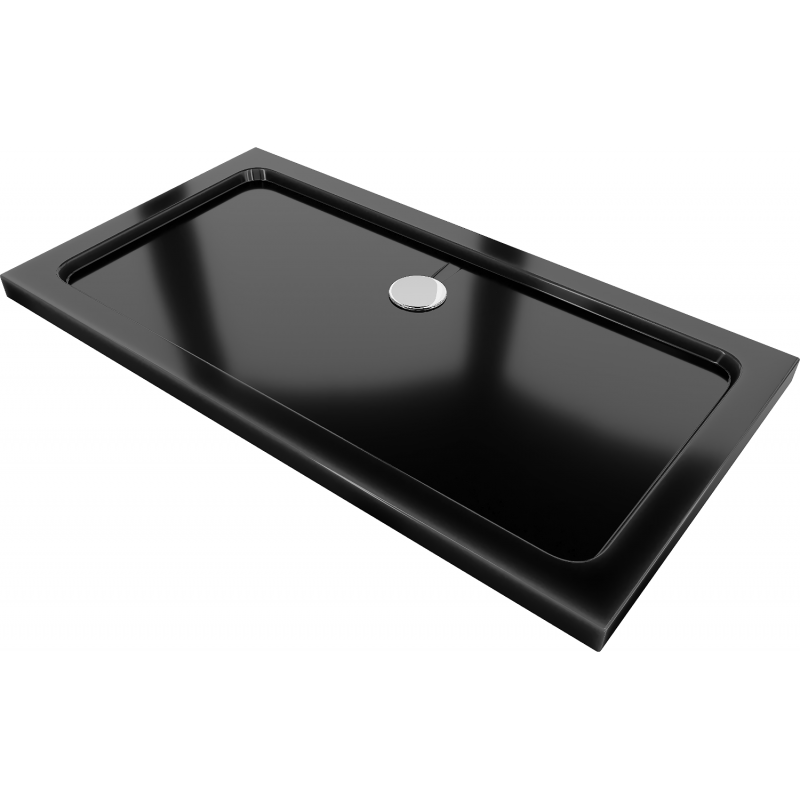 Mexen Flat obdĺžniková sprchová vanička slim 120 x 70 cm, čierna, sifon chromový- 40707012