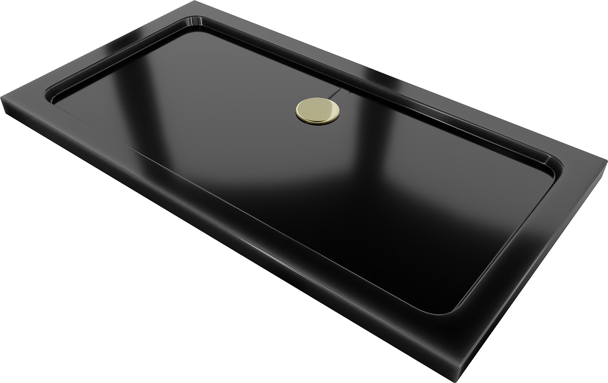 Mexen Flat obdĺžniková sprchová vanička slim 120 x 70 cm, čierna, syfon zlatá - 40707012G