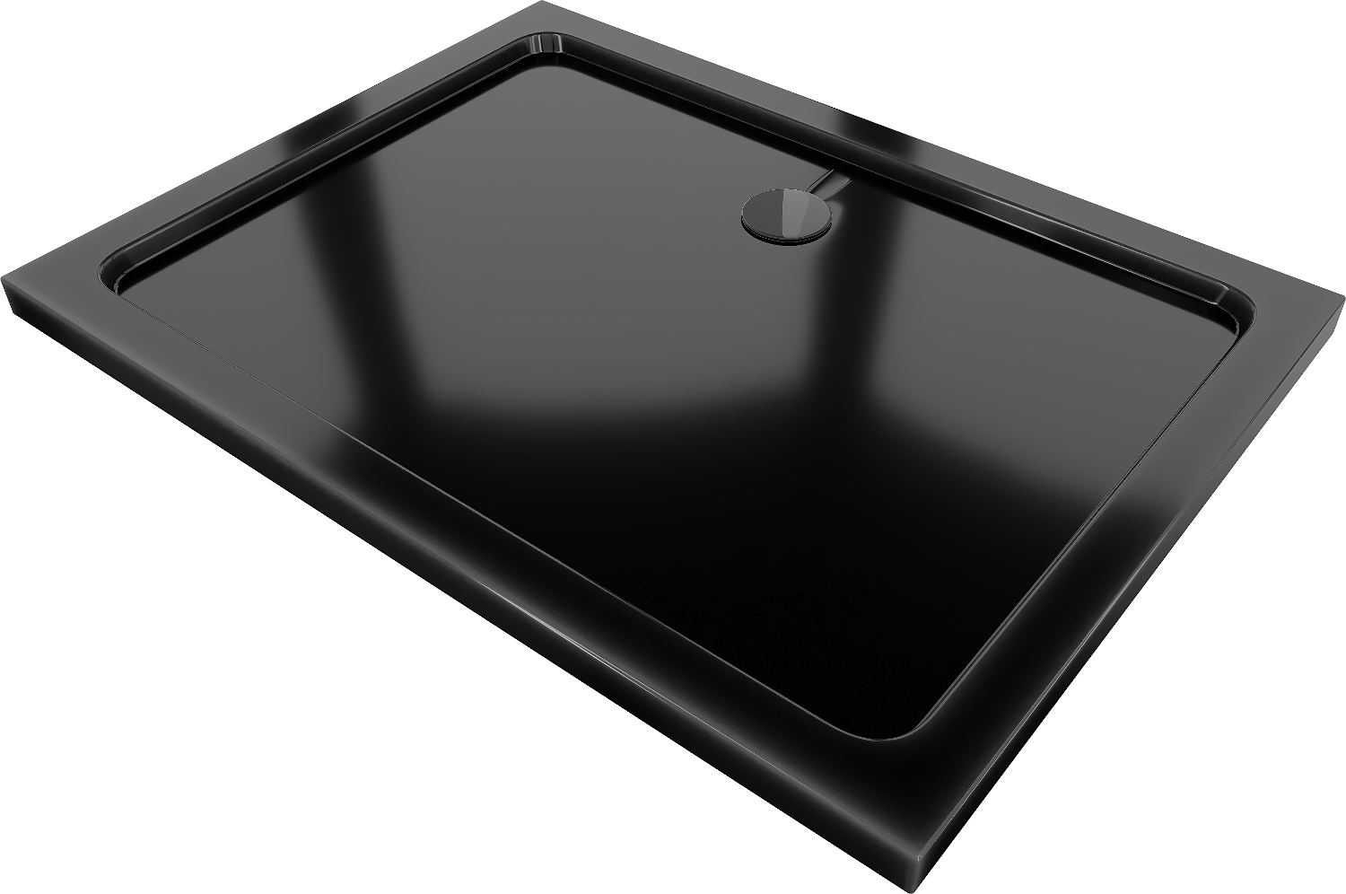 Mexen Flat obdĺžniková sprchová vanička slim 90 x 80 cm, čierna, syfon čierna - 40708090B