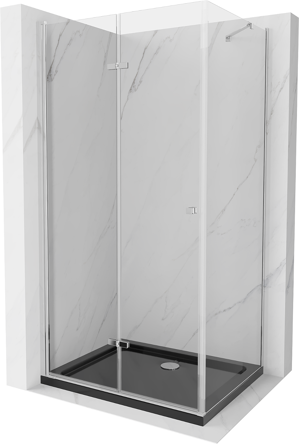Mexen Lima sprchová kabína, skladacie dvere 100 x 80 cm, transparentnéné, chrómová + závesný bidet Flat, čierna