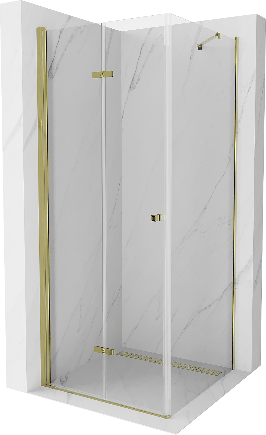Mexen Lima sprchová kabína, skladacie dvere 70 x 70 cm, transparentnéné, zlatá - 856-070-070-50-00