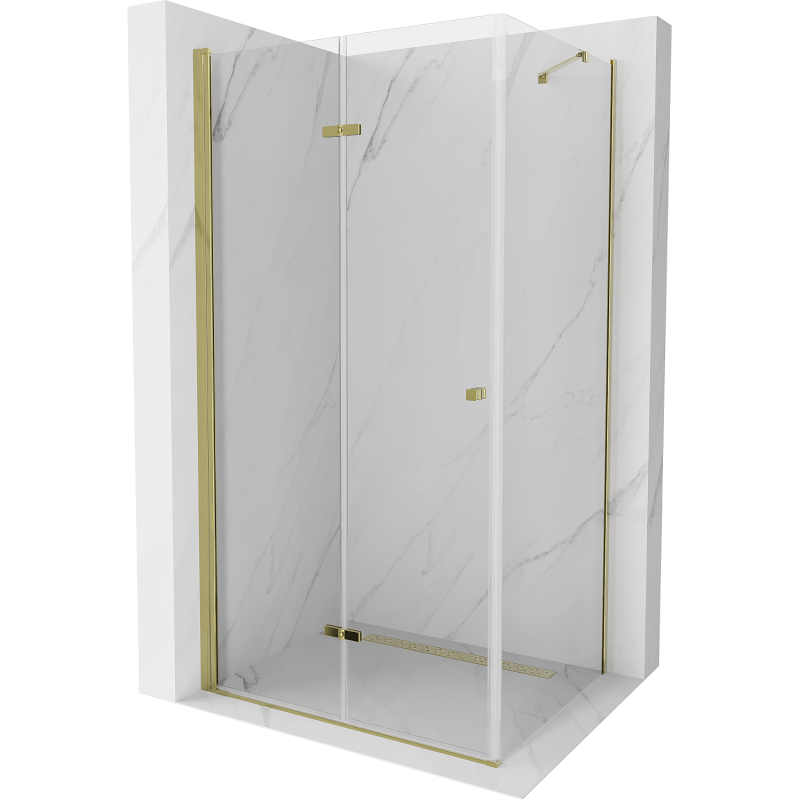 Mexen Lima sprchová kabína, skladacie dvere 90 x 80 cm, transparentnéné, zlatá - 856-090-080-50-00