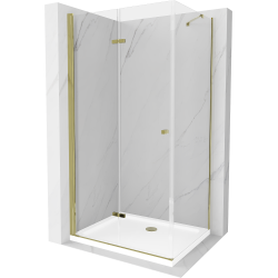 Mexen Lima sprchová kabína, skladacie dvere 70 x 100 cm, transparentnéné, zlatá + závesný bidet Flat - 856-070-100-50-00-4010