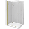 Mexen Lima sprchová kabína, skladacie dvere 80 x 90 cm, transparentnéné, zlatá + závesný bidet Flat - 856-080-090-50-00-4010