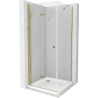 Mexen Lima sprchová kabína, skladacie dvere 100 x 100 cm, transparentnéné, zlatá + závesný bidet Flat - 856-100-100-50-00-4010