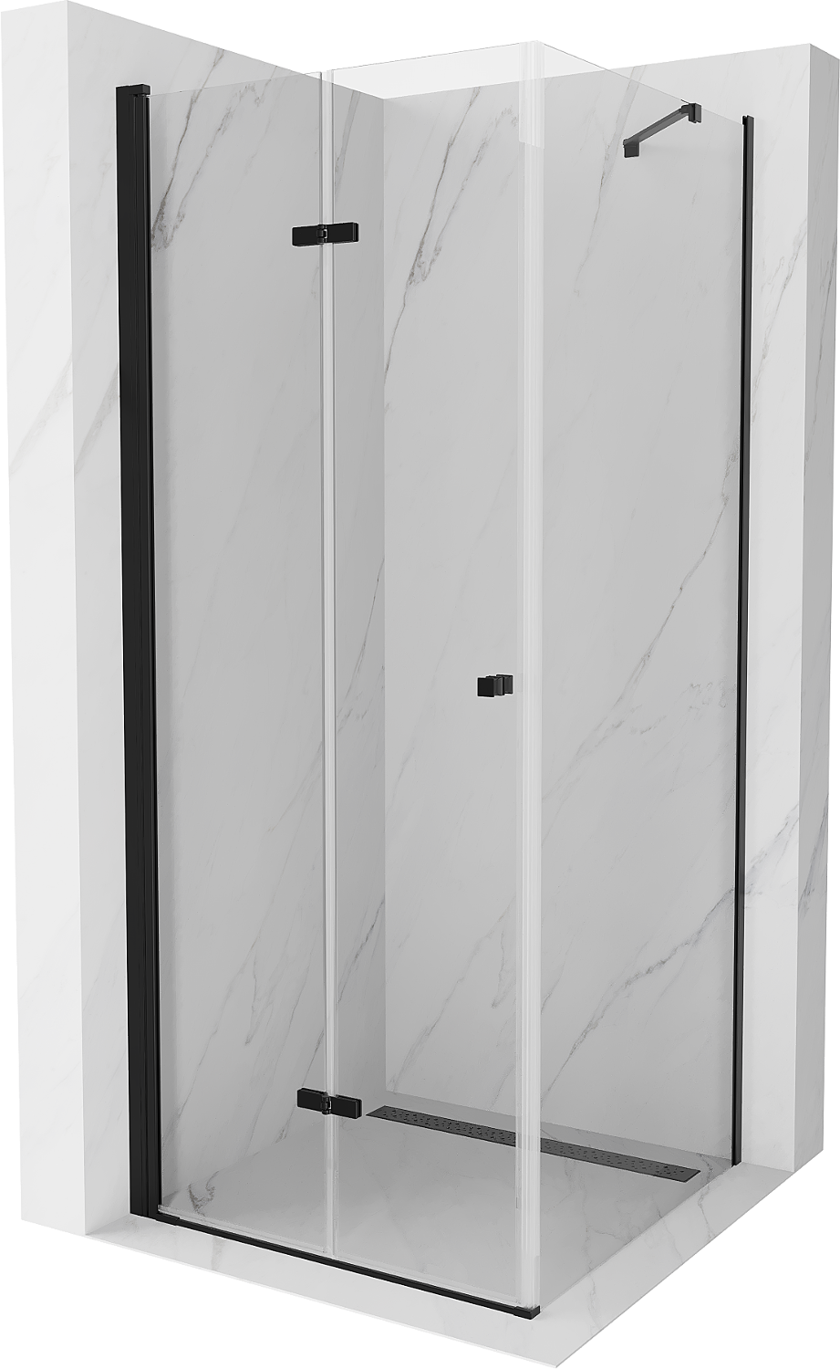 Mexen Lima sprchová kabína, skladacie dvere 70 x 70 cm, transparentnéné, čierna - 856-070-070-70-00