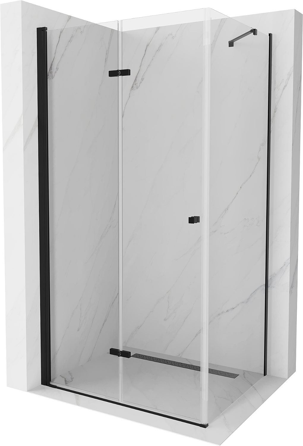 Mexen Lima sprchová kabína, skladacie dvere 70 x 90 cm, transparentnéné, čierna - 856-070-090-70-00
