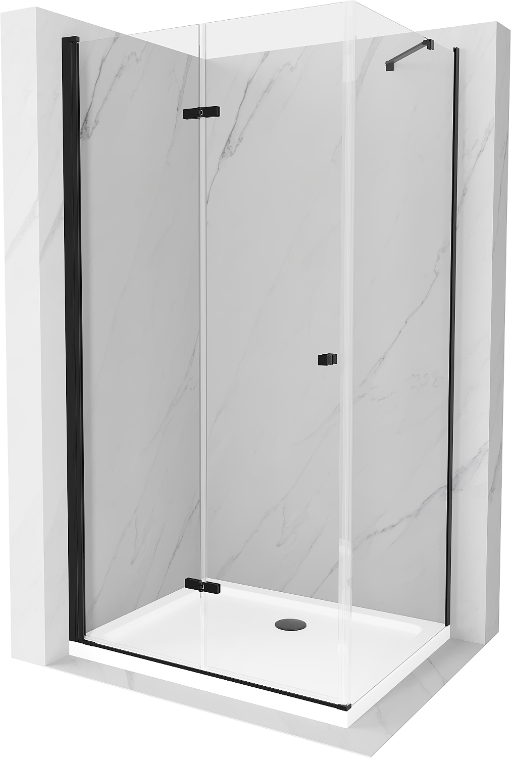Mexen Lima sprchová kabína, skladacie dvere 70 x 80 cm, transparentnéné, čierna + závesný bidet Flat, biela