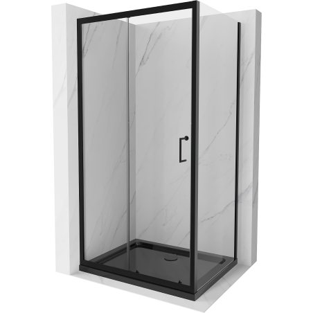 Mexen Apia sprchová kabína, posuvné dvere 140 x 90 cm, transparentnéné, čierna + závesný bidet Flat, čierna