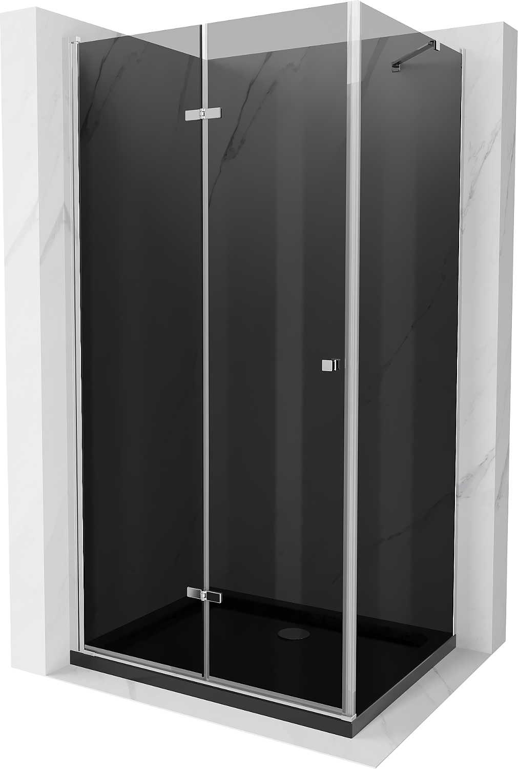 Mexen Lima sprchová kabína, skladacie dvere 100 x 90 cm, grafitová čierna, chrómová + závesný bidet Flat, čierna