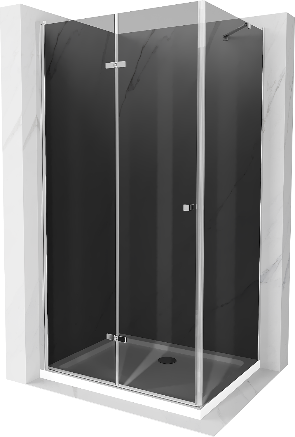 Mexen Lima sprchová kabína, skladacie dvere 70 x 120 cm, grafitová čierna, chrómová + závesný bidet Flat, biela