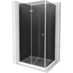Mexen Lima sprchová kabína, skladacie dvere 100 x 120 cm, grafitová čierna, chrómová + závesný bidet Flat, biela