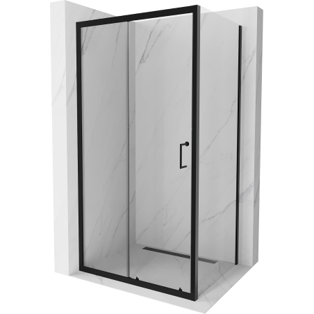 Mexen Apia sprchová kabína, posuvné dvere 140 x 80 cm, transparentnéné, čierna - 840-140-080-70-00