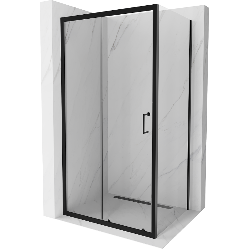 Mexen Apia sprchová kabína, posuvné dvere 115 x 90 cm, transparentnéné, čierna - 840-115-090-70-00