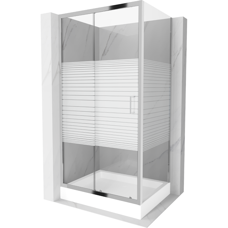 Mexen Apia sprchová kabína, posuvné dvere 120 x 90 cm, pruhy, chrómová + závesný bidet Rio - 840-120-090-01-20-4510