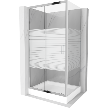 Mexen Apia sprchová kabína, posuvné dvere 100 x 80 cm, pruhy, chrómová + závesný bidet Rio - 840-100-080-01-20-4510