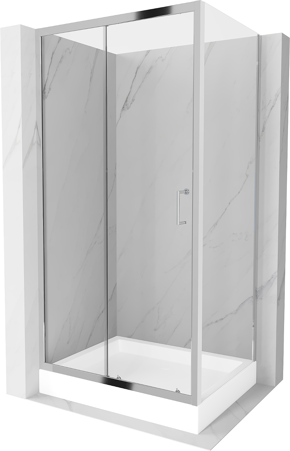 Mexen Apia sprchová kabína, posuvné dvere 120 x 80 cm, transparentnéné, chrómová + závesný bidet Rio - 840-120-080-01-00-4510