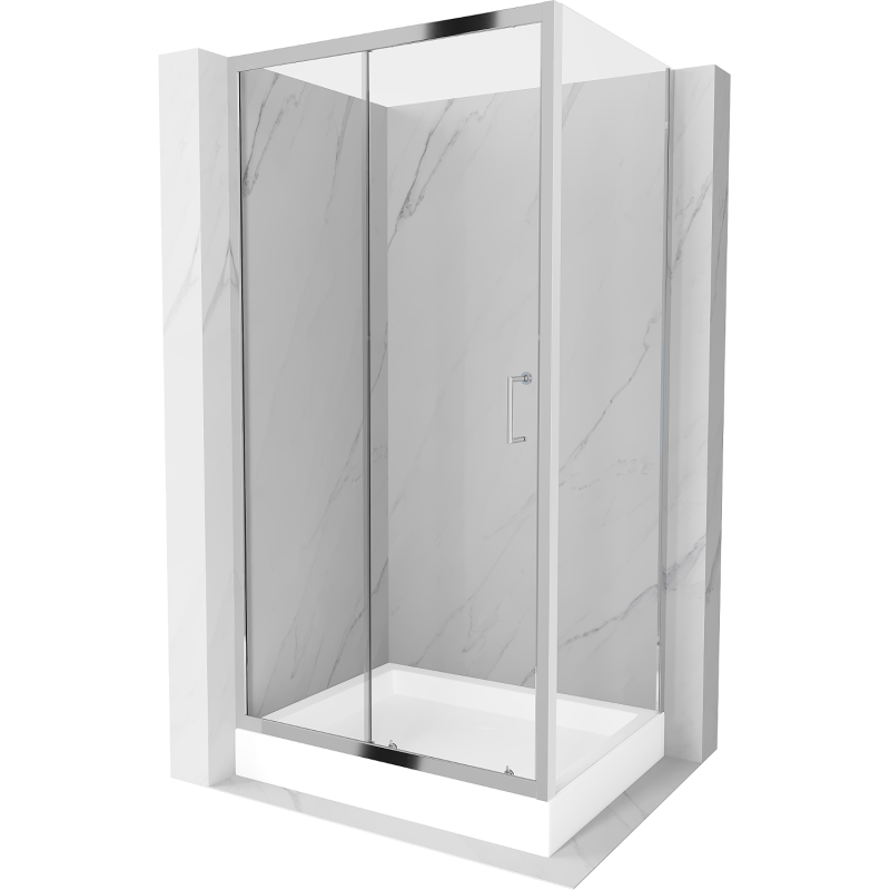 Mexen Apia sprchová kabína, posuvné dvere 100 x 80 cm, transparentnéné, chrómová + závesný bidet Rio - 840-100-080-01-00-4510
