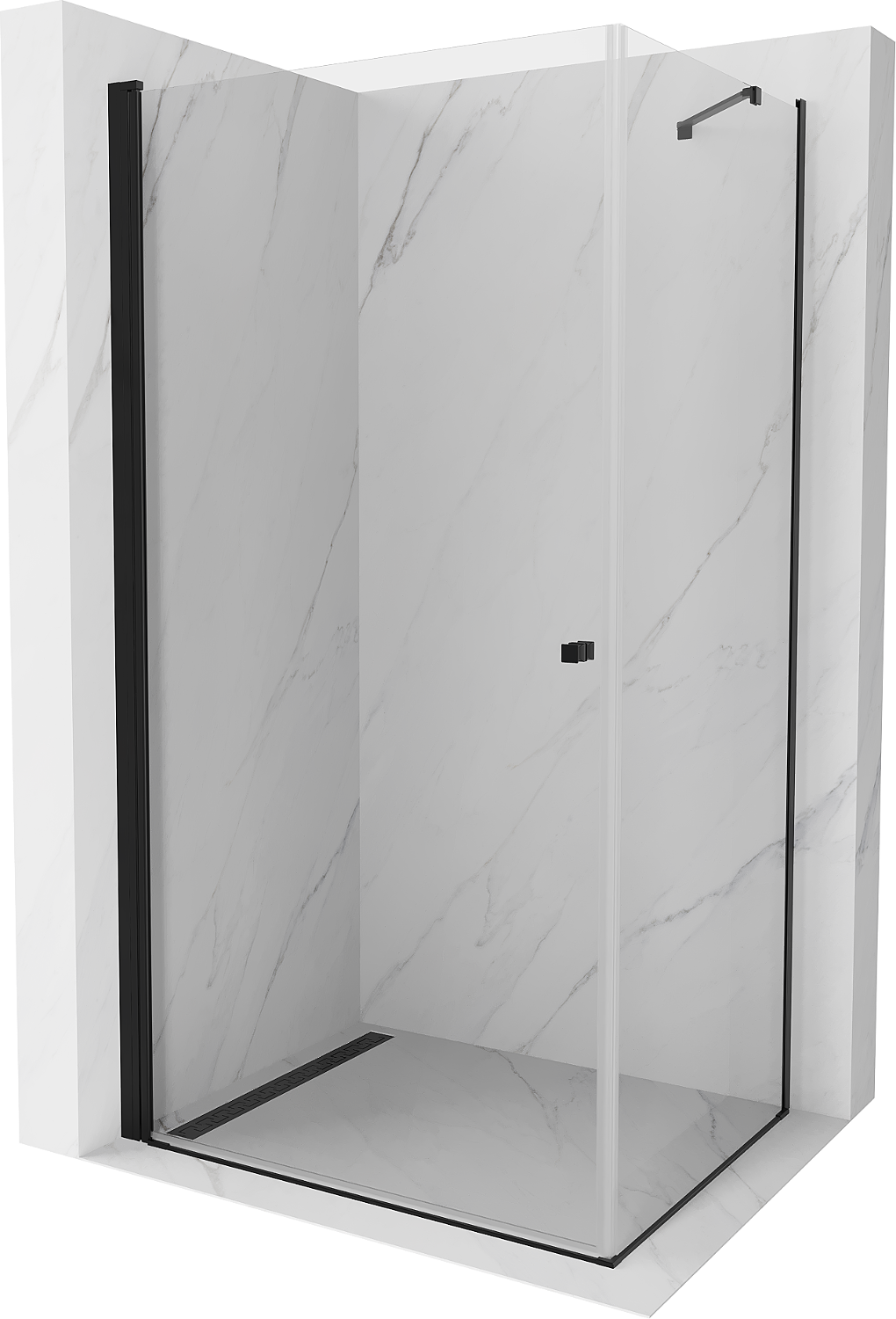 Mexen Pretoria sprchová kabína, kyvné dvere 80 x 70 cm, transparentnéné, čierna - 852-080-070-70-00