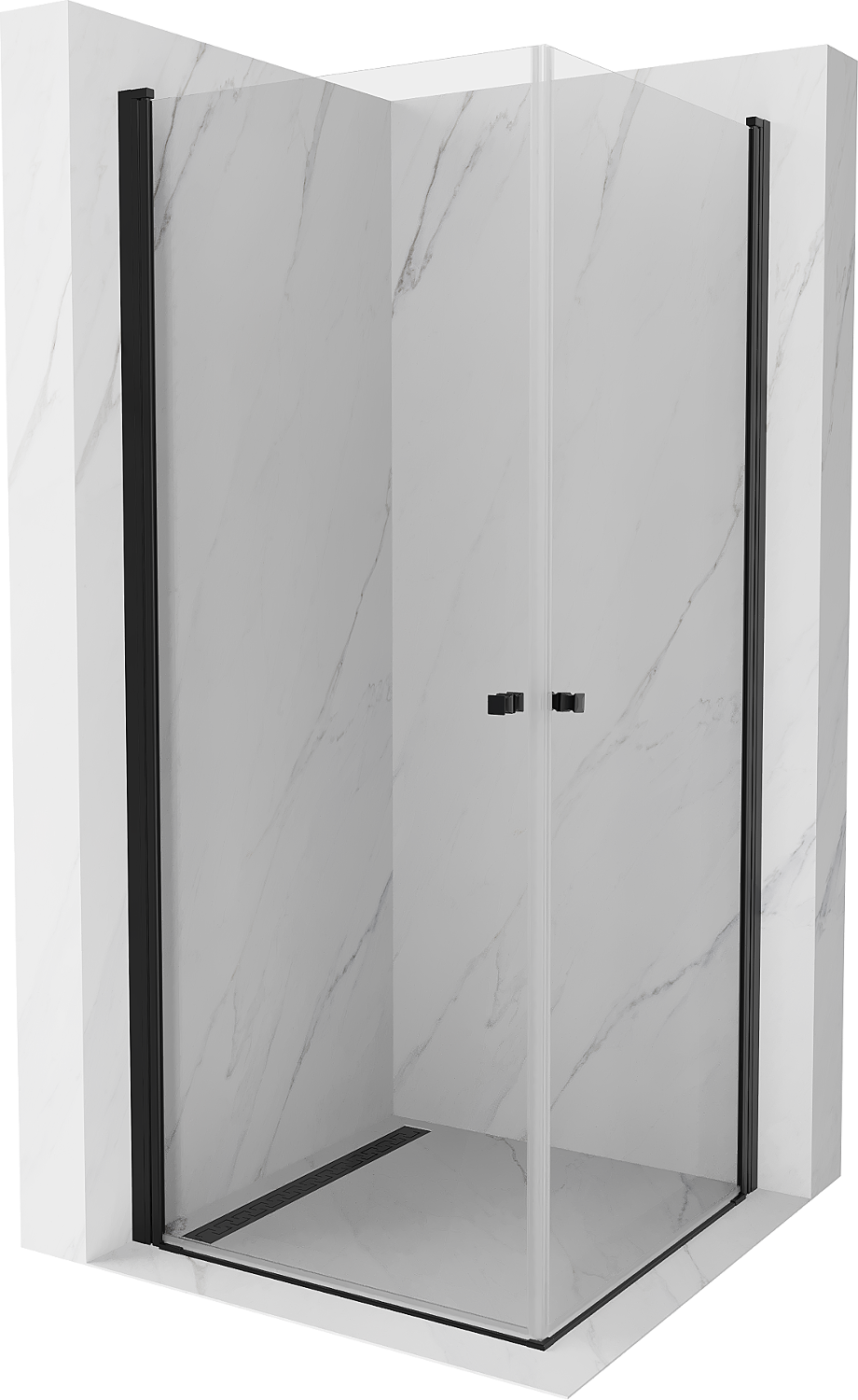 Mexen Pretoria Duo sprchová kabína, kyvné dvere 70 x 70 cm, transparentnéné, čierna - 852-070-070-70-00-02