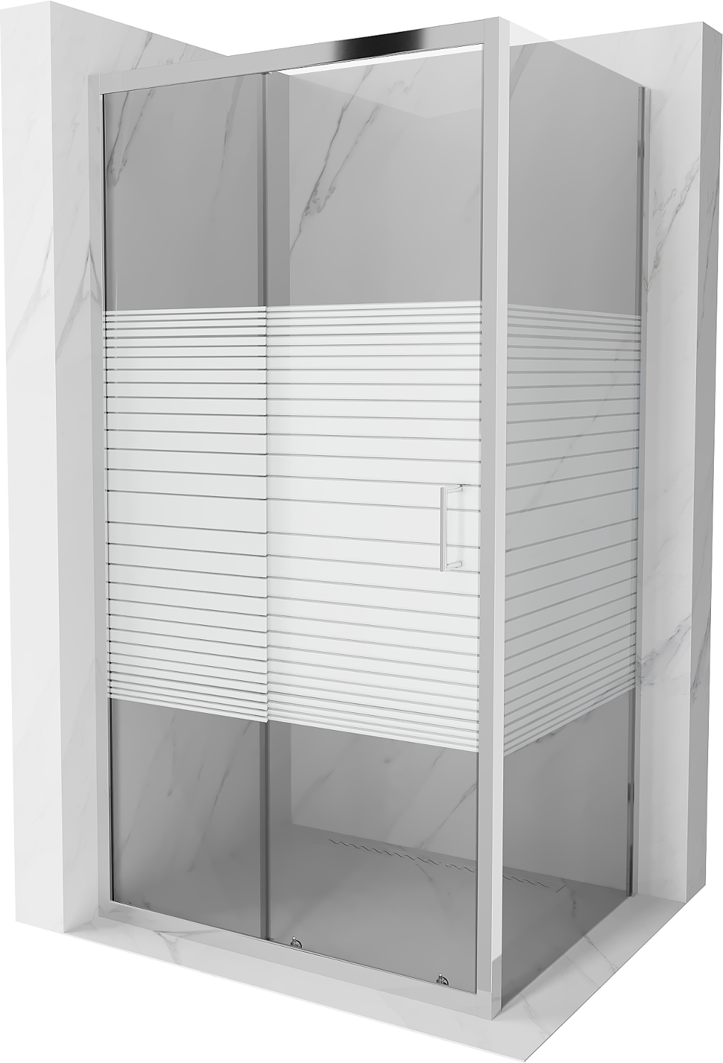 Mexen Apia sprchová kabína, posuvné dvere 135 x 70 cm, pruhy, chrómová - 840-135-070-01-20