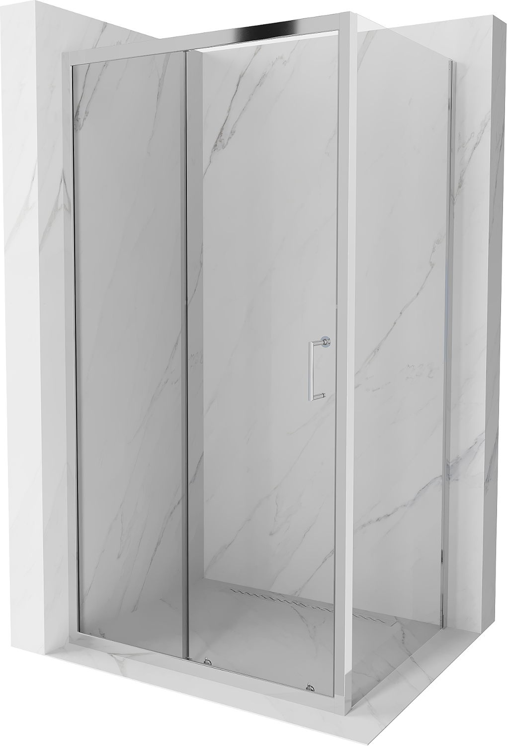 Mexen Apia sprchová kabína, posuvné dvere 140 x 80 cm, transparentnéné, chrómová - 840-140-080-01-00