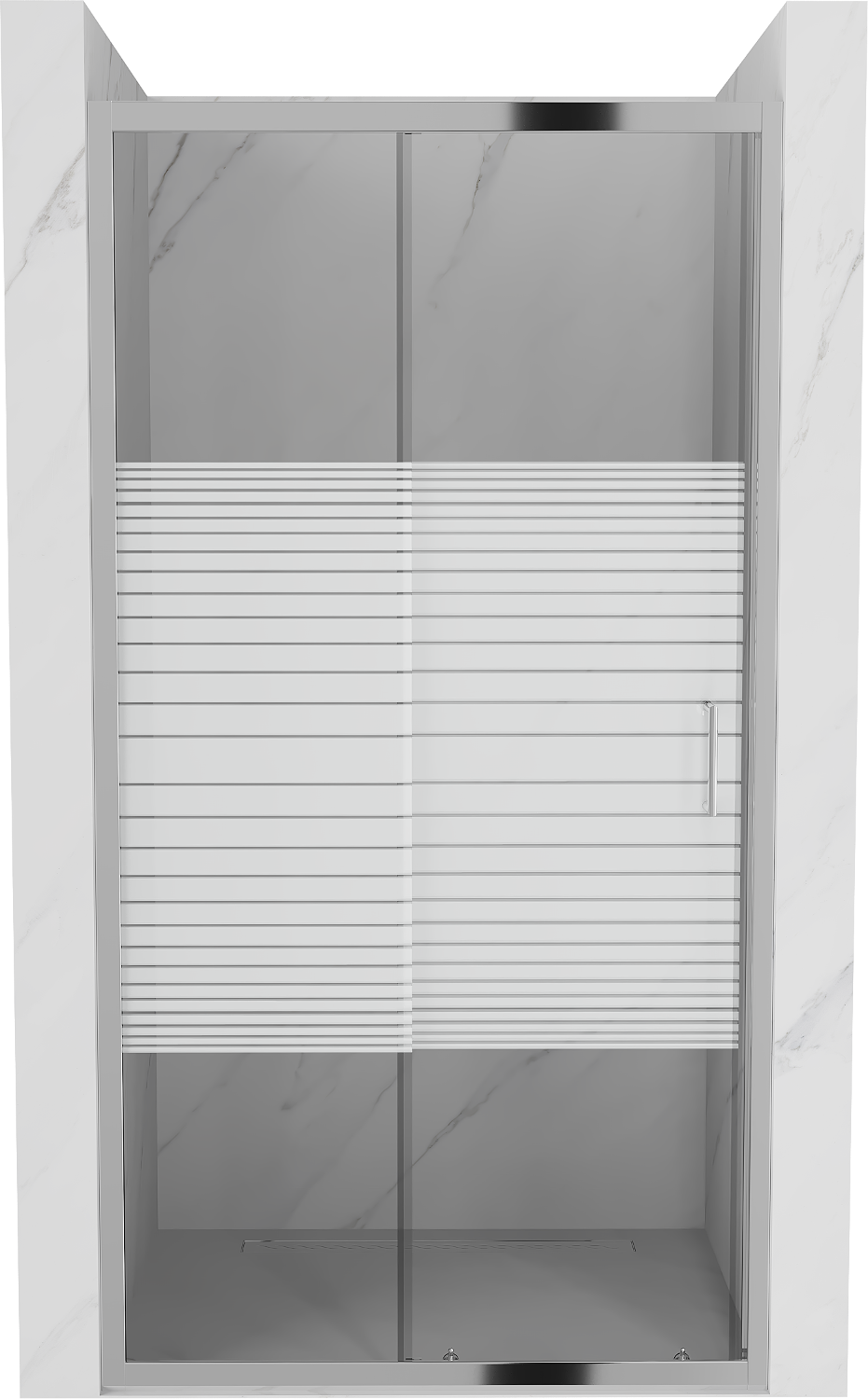 Mexen Apia posúvacie sprchové dvere 145 cm, pruhy, chrómová - 845-145-000-01-20