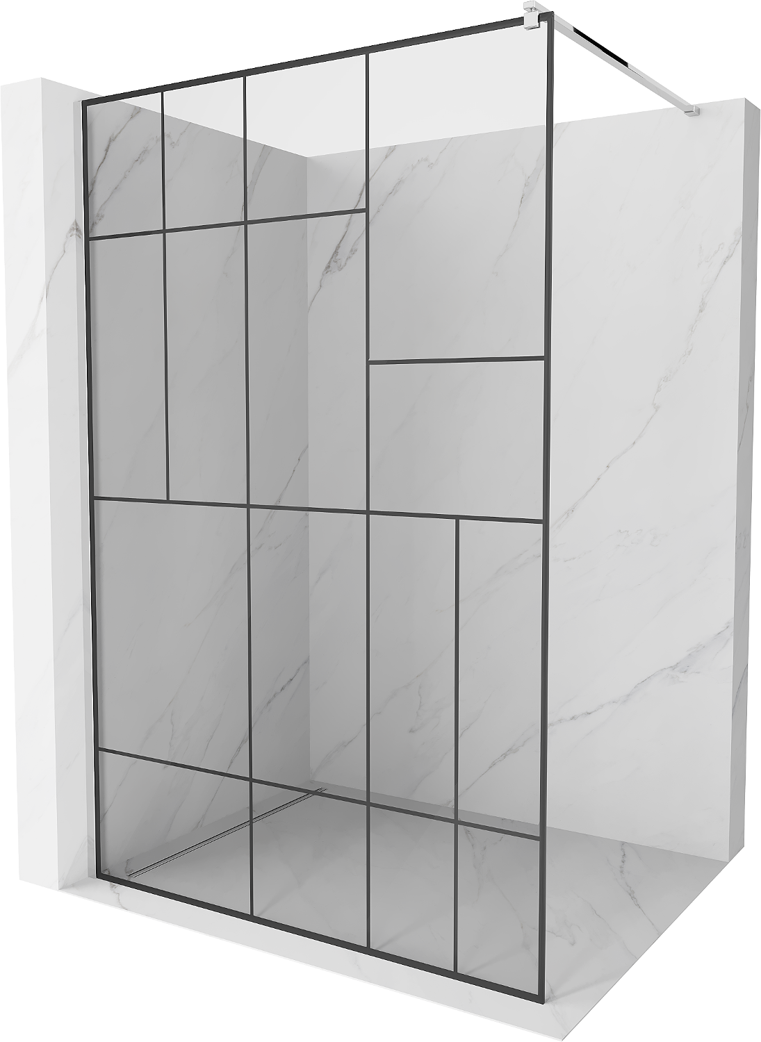 Mexen Kioto sprchová stena 80 x 200 cm, transparentnéné/čierny vzor 8 mm, chrómová - 800-080-101-01-78