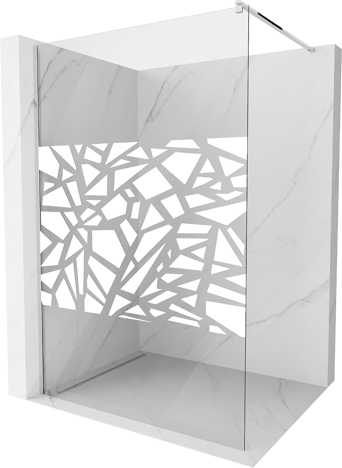 Mexen Kioto sprchová stena 70 x 200 cm, transparentnéné/biely vzor 8 mm, chrómová - 800-070-101-01-85