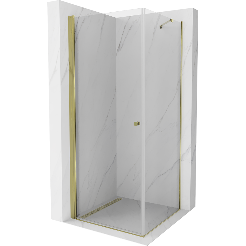 Mexen Pretoria sprchová kabína, kyvné dvere 90 x 90 cm, transparentnéné, zlatá - 852-090-090-50-00