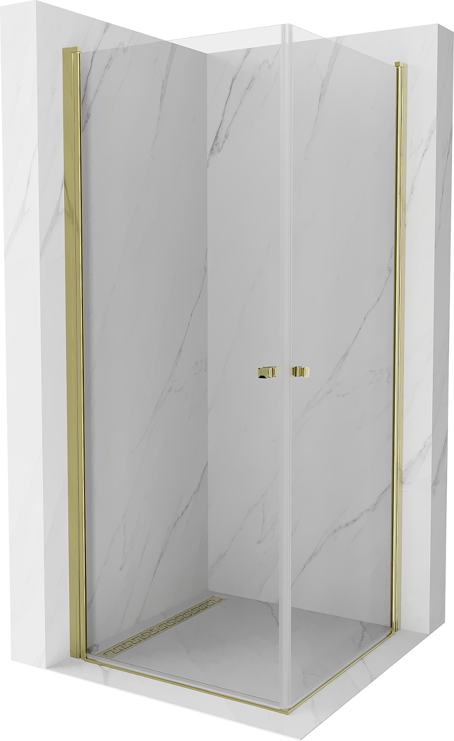 Mexen Pretoria Duo sprchová kabína, kyvné dvere 70 x 70 cm, transparentnéné, zlatá - 852-070-070-50-00-02