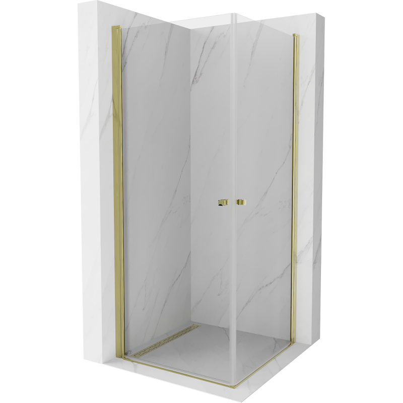 Mexen Pretoria Duo sprchová kabína, kyvné dvere 90 x 90 cm, transparentnéné, zlatá - 852-090-090-50-00-02