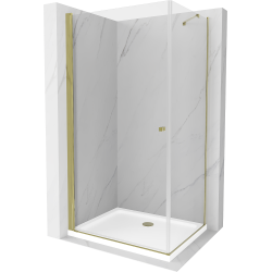 Mexen Pretoria sprchová kabína, kyvné dvere 70 x 80 cm, transparentnéné, zlatá + závesný bidet Flat - 852-070-080-50-00-4010