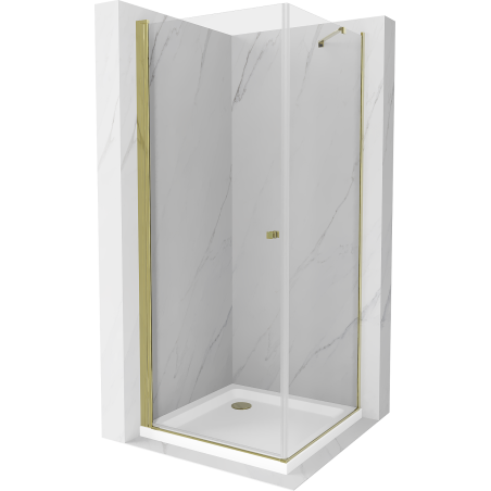 Mexen Pretoria sprchová kabína, kyvné dvere 80 x 80 cm, transparentnéné, zlatá + závesný bidet Flat - 852-080-080-50-00-4010