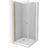 Mexen Pretoria sprchová kabína, kyvné dvere 80 x 80 cm, transparentnéné, zlatá + závesný bidet Flat - 852-080-080-50-00-4010