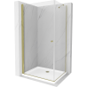 Mexen Pretoria sprchová kabína, kyvné dvere 90 x 80 cm, transparentnéné, zlatá + závesný bidet Flat - 852-090-080-50-00-4010