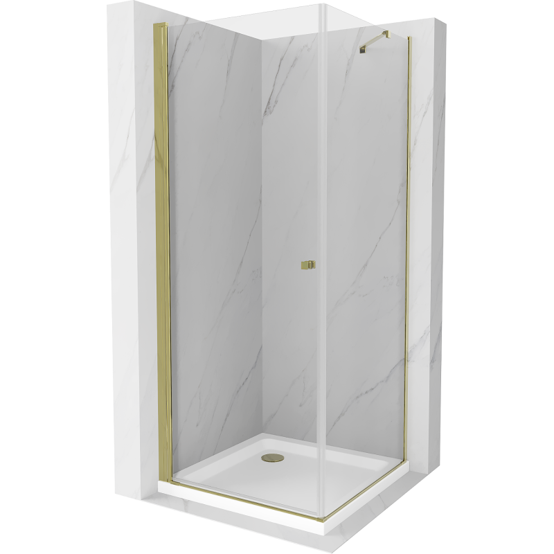 Mexen Pretoria sprchová kabína, kyvné dvere 90 x 90 cm, transparentnéné, zlatá + závesný bidet Flat - 852-090-090-50-00-4010