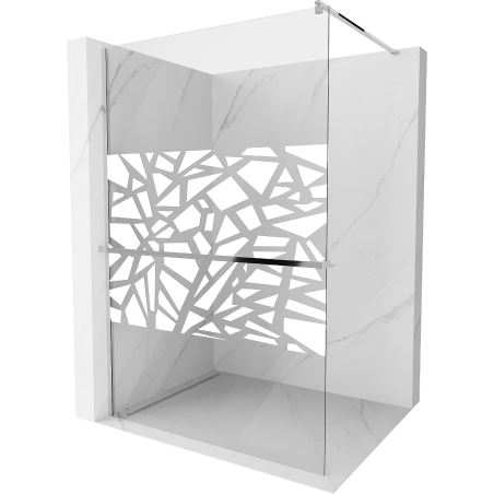 Mexen Kioto+ sprchová stena s poličkou a lištou 90 x 200 cm, transparentnéné/biely vzor 8 mm, chrómová - 800-090-121-01-85