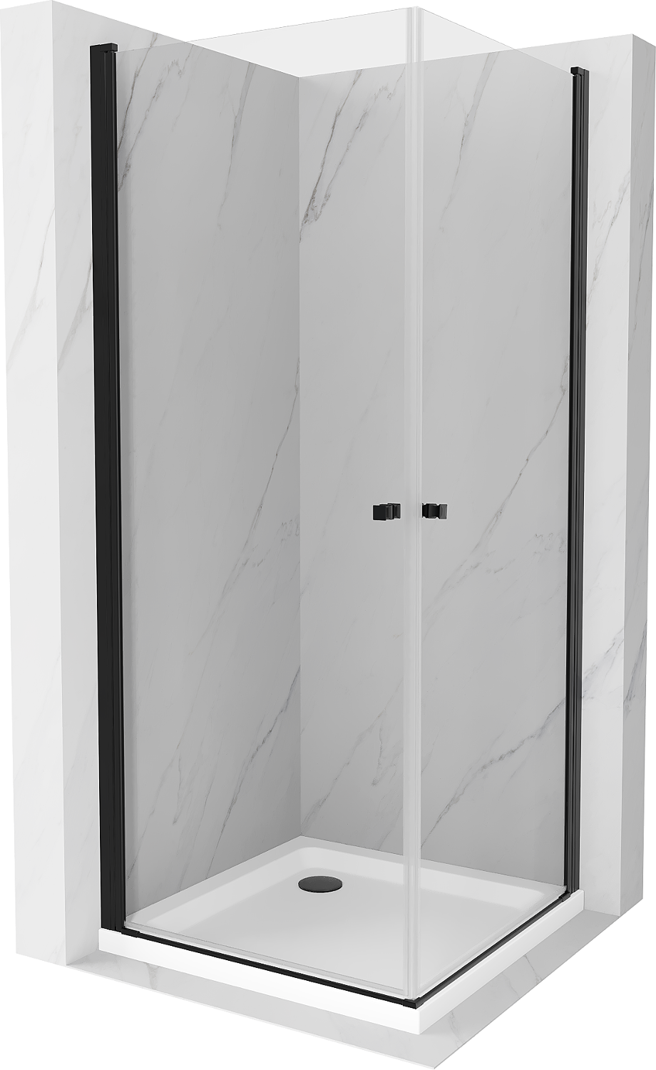 Mexen Pretoria Duo sprchová kabína, kyvné dvere 70 x 70 cm, transparentnéné, čierna + závesný bidet Flat