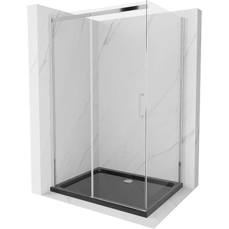 Mexen Omega sprchová kabína, posuvné dvere 100 x 80 cm, transparentnéné, chrómová + závesný bidet Flat, čierna