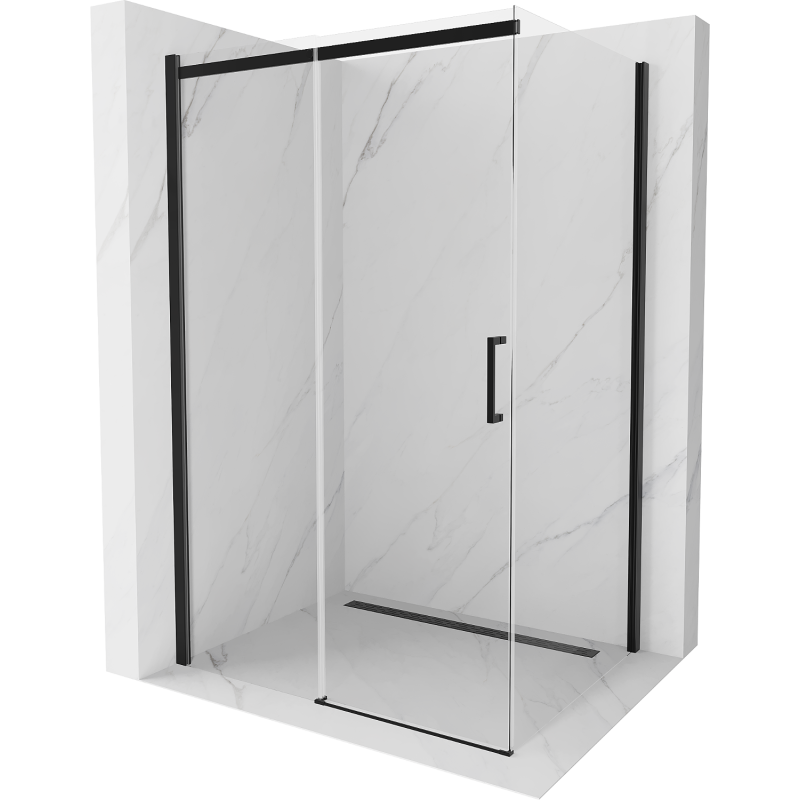 Mexen Omega sprchová kabína, posuvné dvere 100 x 80 cm, transparentnéné, čierna - 825-100-080-70-00