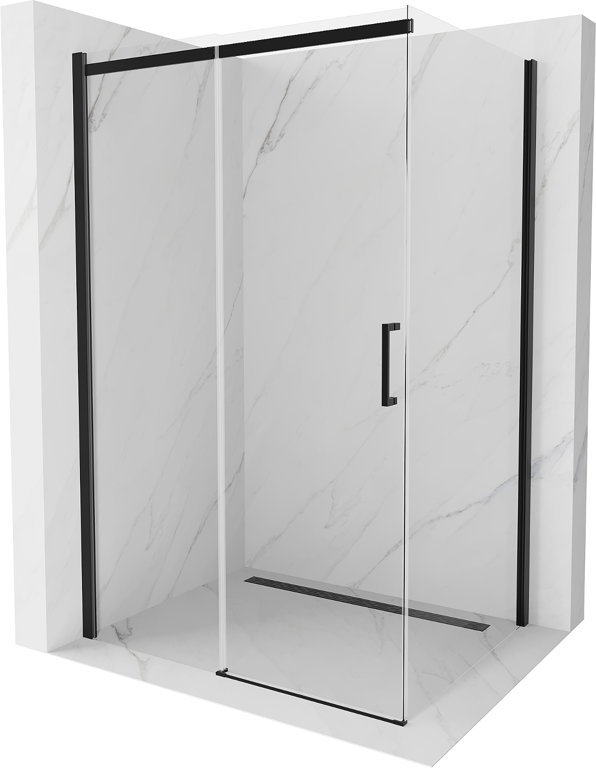 Mexen Omega sprchová kabína, posuvné dvere 100 x 90 cm, transparentnéné, čierna - 825-100-090-70-00