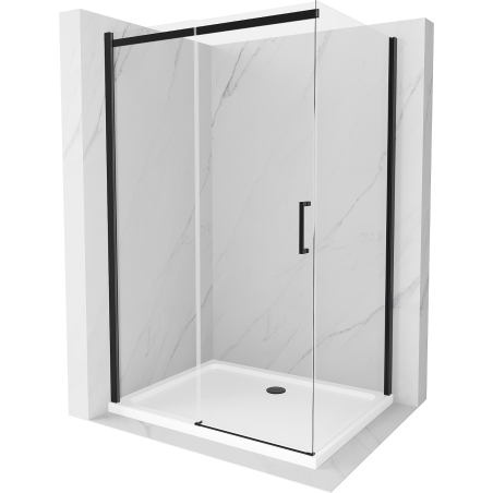 Mexen Omega sprchová kabína, posuvné dvere 100 x 90 cm, transparentnéné, čierna + závesný bidet Flat, biela