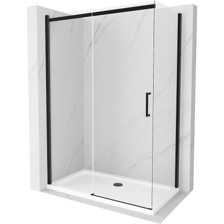 Mexen Omega sprchová kabína, posuvné dvere 130 x 70 cm, transparentnéné, čierna + závesný bidet Flat, biela