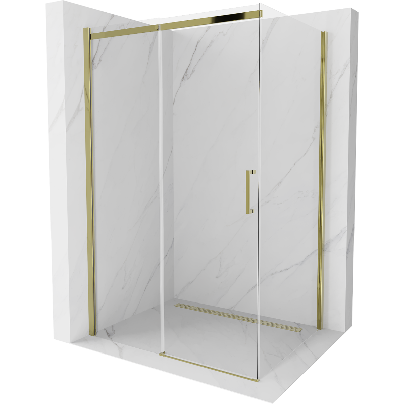 Mexen Omega sprchová kabína, posuvné dvere 100 x 70 cm, transparentnéné, zlatá - 825-100-070-50-00