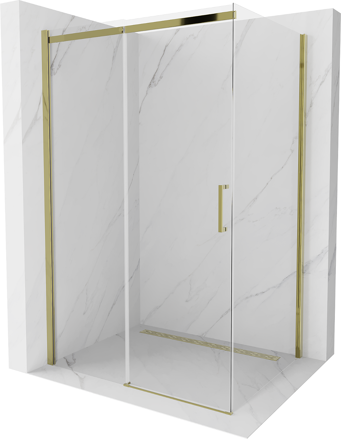 Mexen Omega sprchová kabína, posuvné dvere 110 x 80 cm, transparentnéné, zlatá - 825-110-080-50-00