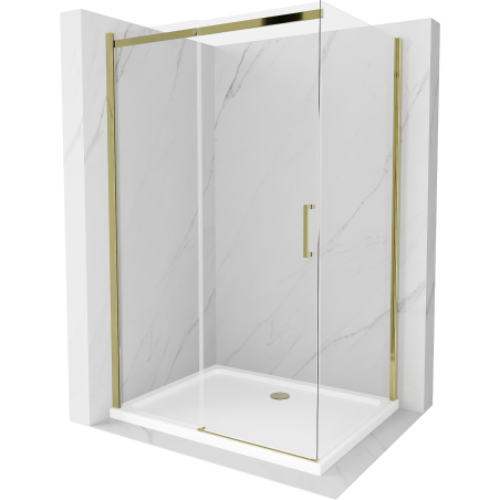 Mexen Omega sprchová kabína, posuvné dvere 100 x 70 cm, transparentnéné, zlatá + závesný bidet Flat - 825-100-070-50-00-4010